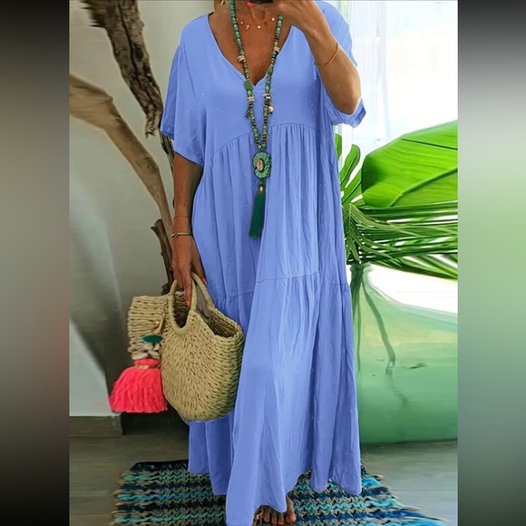 Dresses & Skirts - Women’s Perfect Sky Blue Flowy, Tiered Maxi Dress. Size 1X